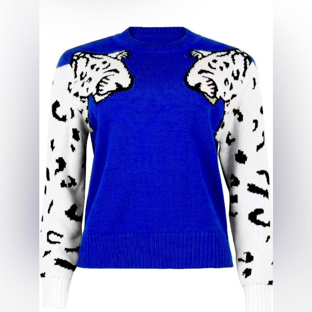 COBALT LEOPARD SWEATER